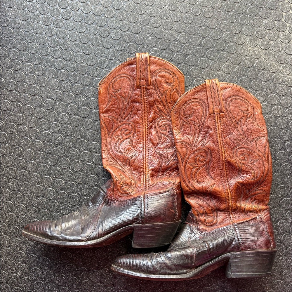 women’s Dan Post Vintage Brown Two-Tone Western Cowboy Boots